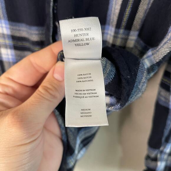 Rails Hunter Admiral Blue & Yellow Plaid Button Down Shirt - Size M - Picture 5 of 6